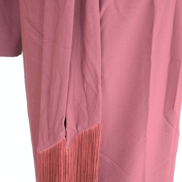 Dress the Population Caro Burgundy Long Sleeve Belted Sheath Dress Sz M - Picture 6 of 9